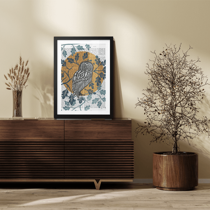 Country Lane Owl in Moon