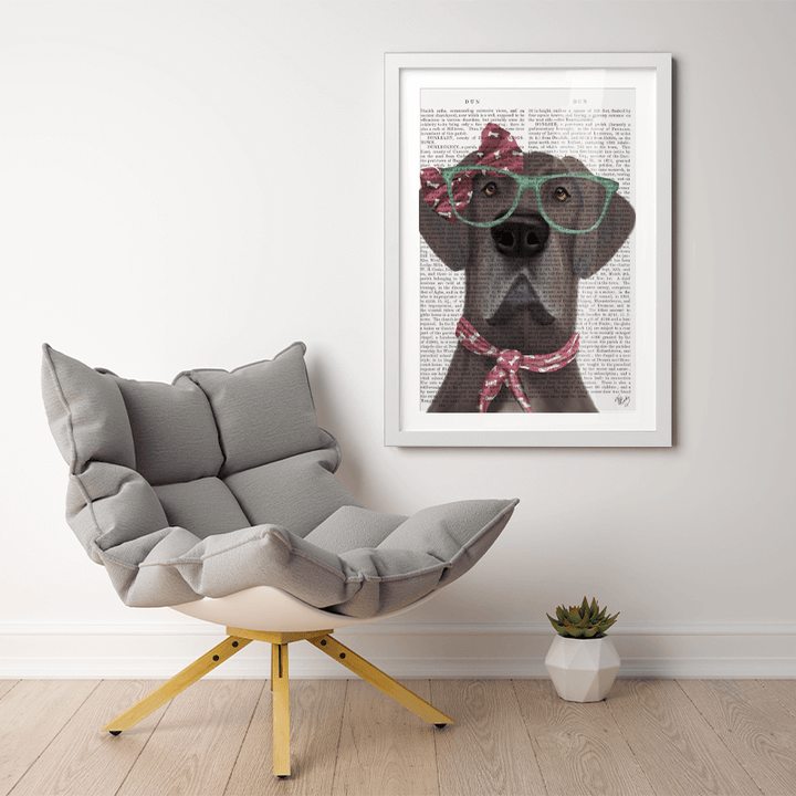 Great Dane with Glasses and Scarf