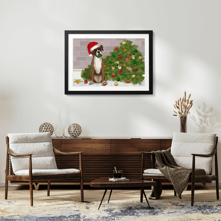 Christmas Boxer and Broken Christmas Tree
