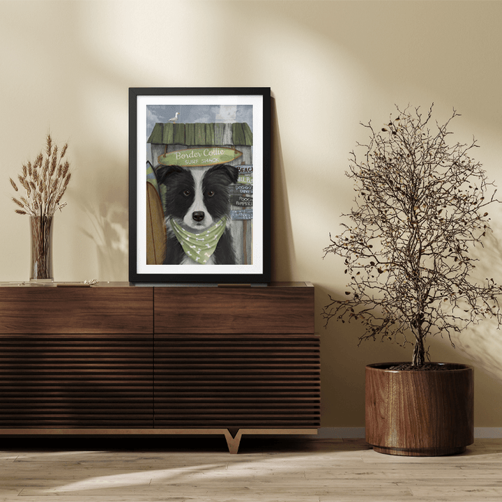Border Collie, Black and White, Surf Shack