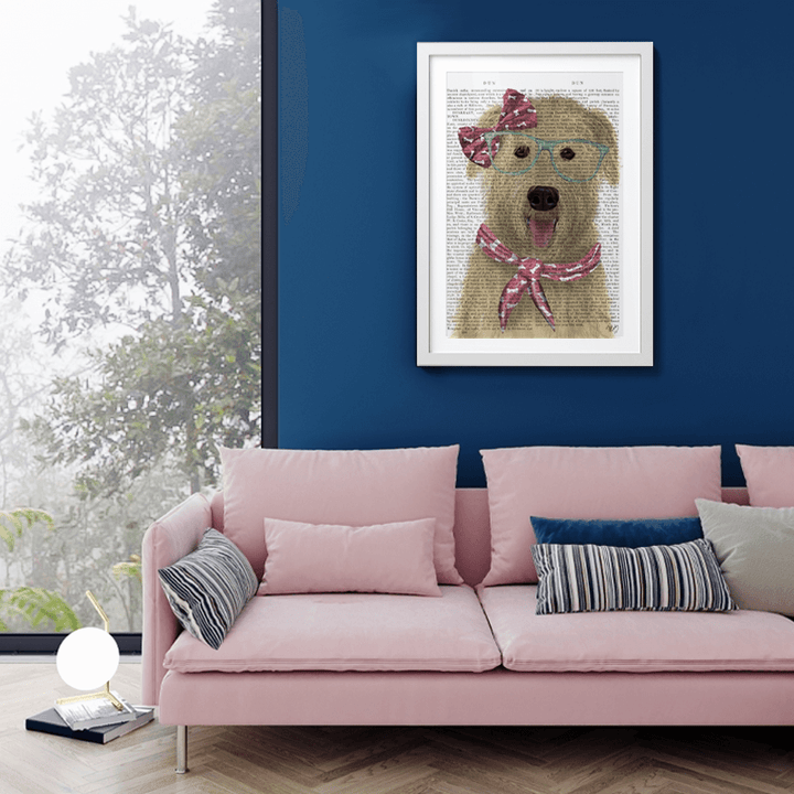 Wheaten Terrier with Glasses and Scarf