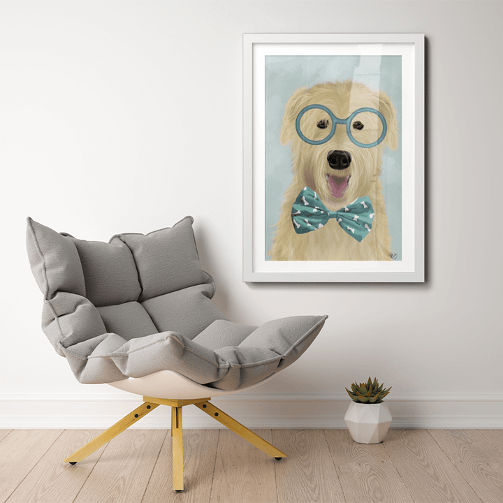 Wheaten Terrier with Glasses and Bow Tie