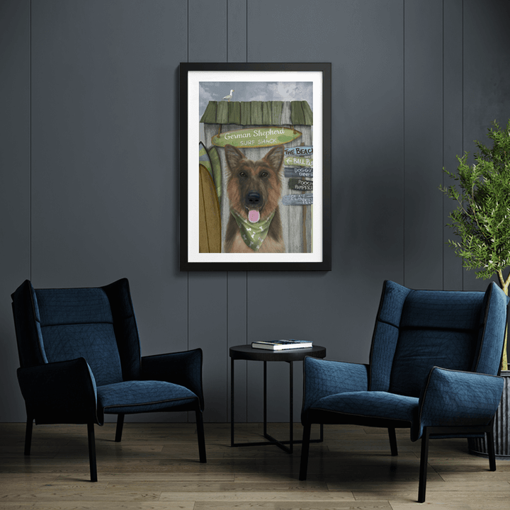 German Shepherd Surf Shack