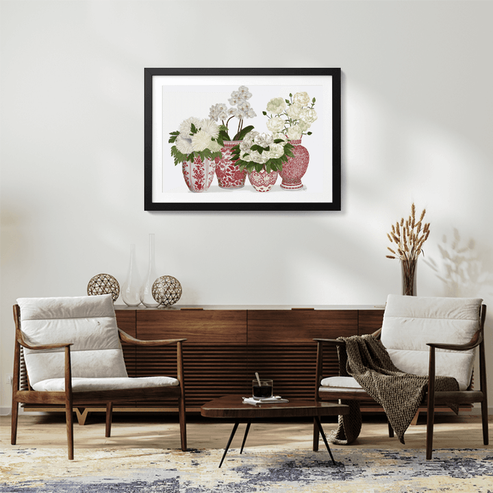 Chinoiserie Flower Quartet 1, Red