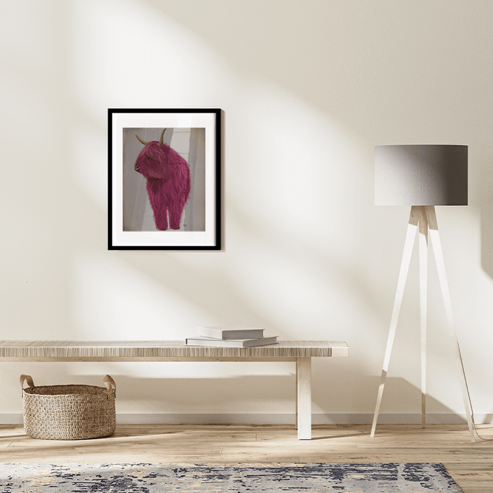 Highland Cow 4, Pink, Full