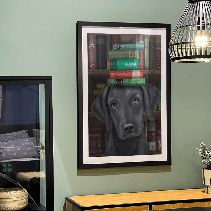 Black Labrador and Books