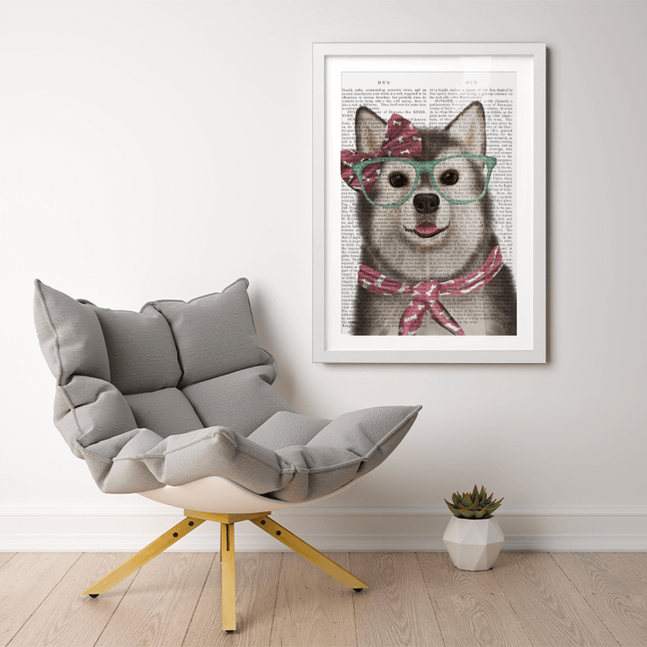 Husky with Glasses and Scarf