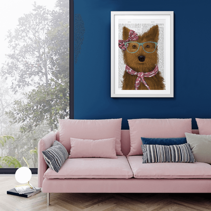 Yorkshire Terrier with Glasses and Scarf