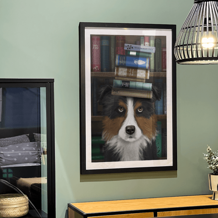 Border Collie, Tricolour, and Books