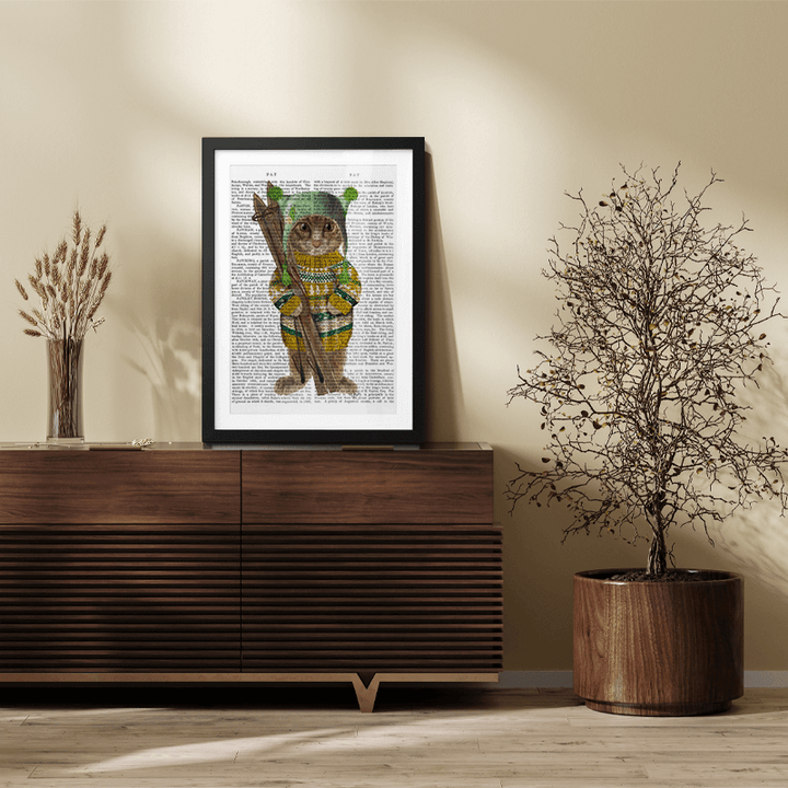 Tabby Ski Cat Book Print