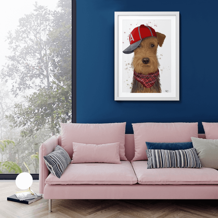 Airedale and Baseball Cap