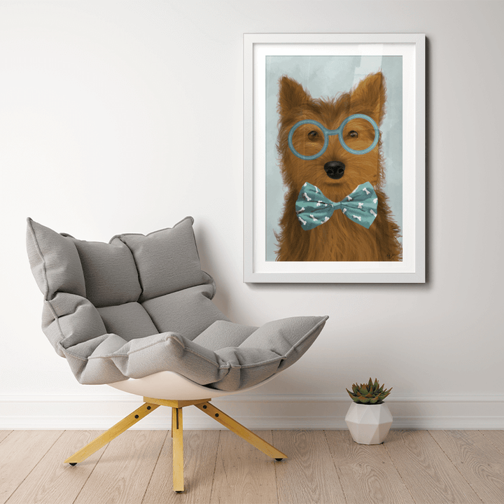 Yorkshire Terrier with Glasses and Bow Tie