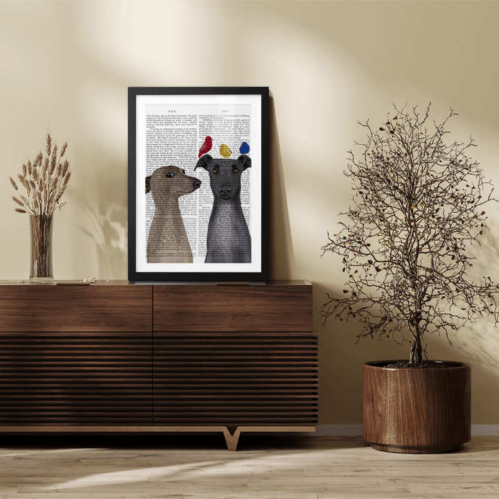 Greyhounds and Birds Book Print