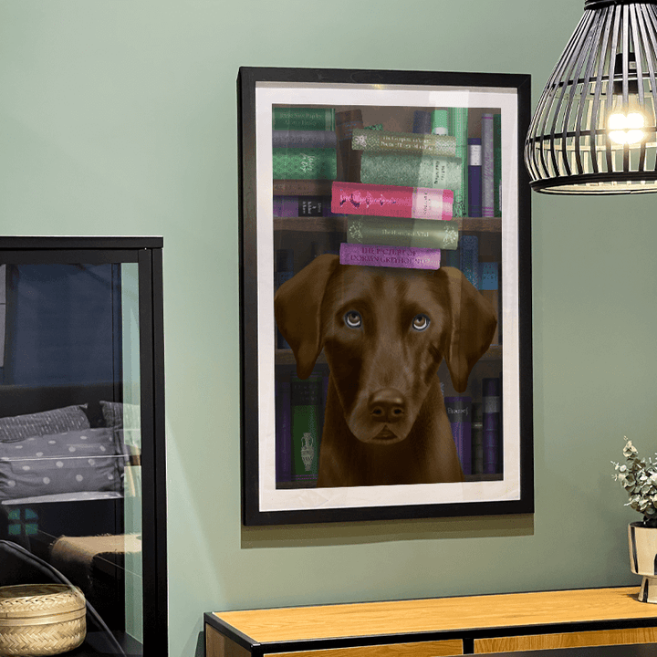 Brown Labrador and Books