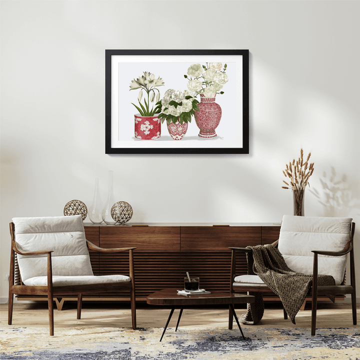 Chinoiserie Flower Trio 1, Red