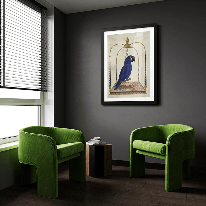 Blue Parrot on Swing
