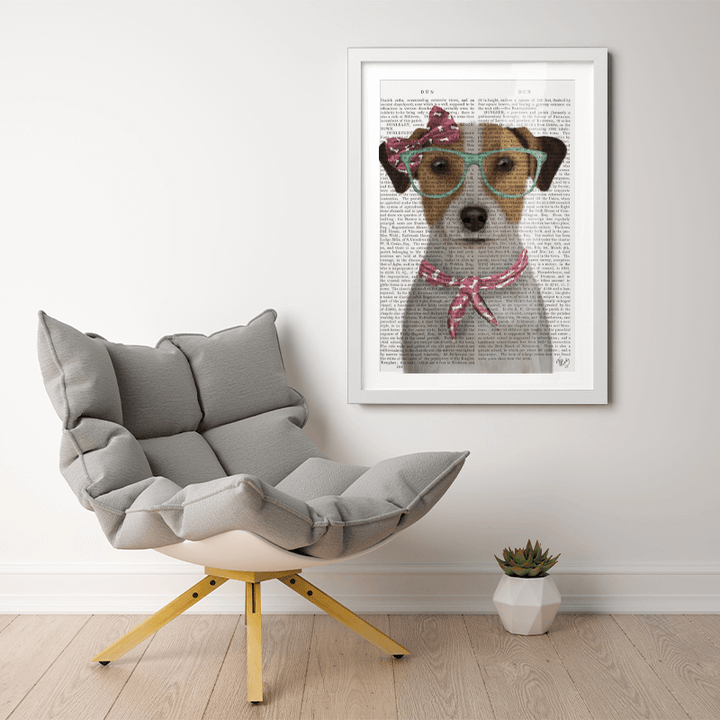 Jack Russell with Glasses and Scarf