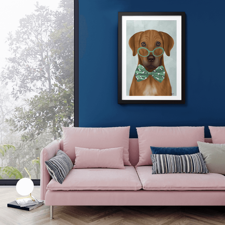 Rhodesian Ridgeback with Glasses and Bow Tie