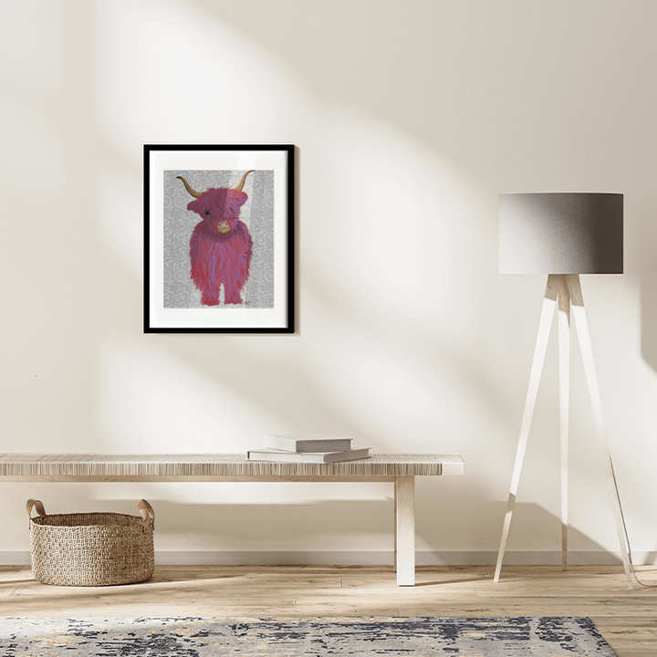 Highland Cow 7, Pink And Purple, Full