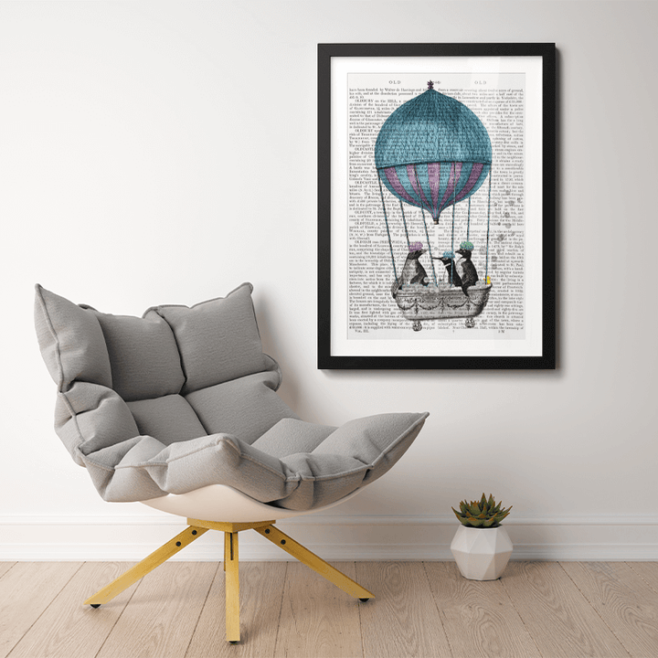 Penguins in Balloon Bath Book Print