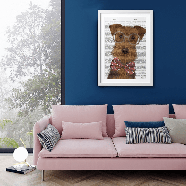 Airedale with Glasses and Bow Tie