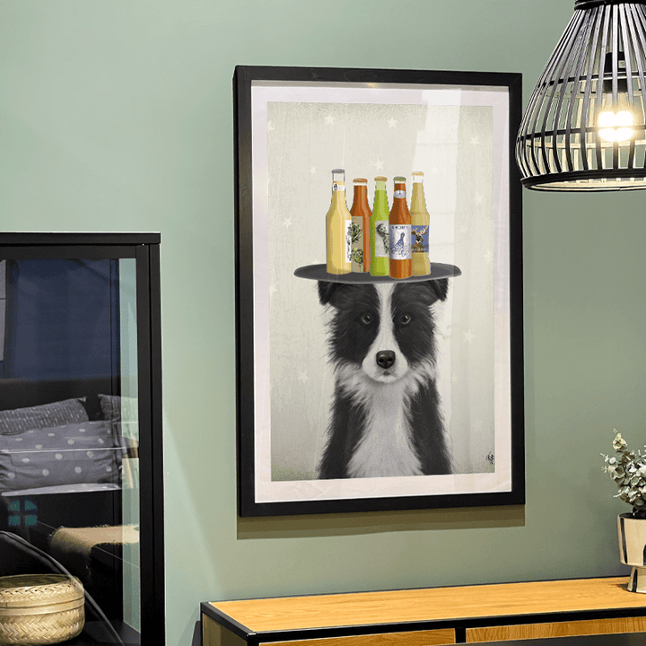 Border Collie Black White Beer Lover