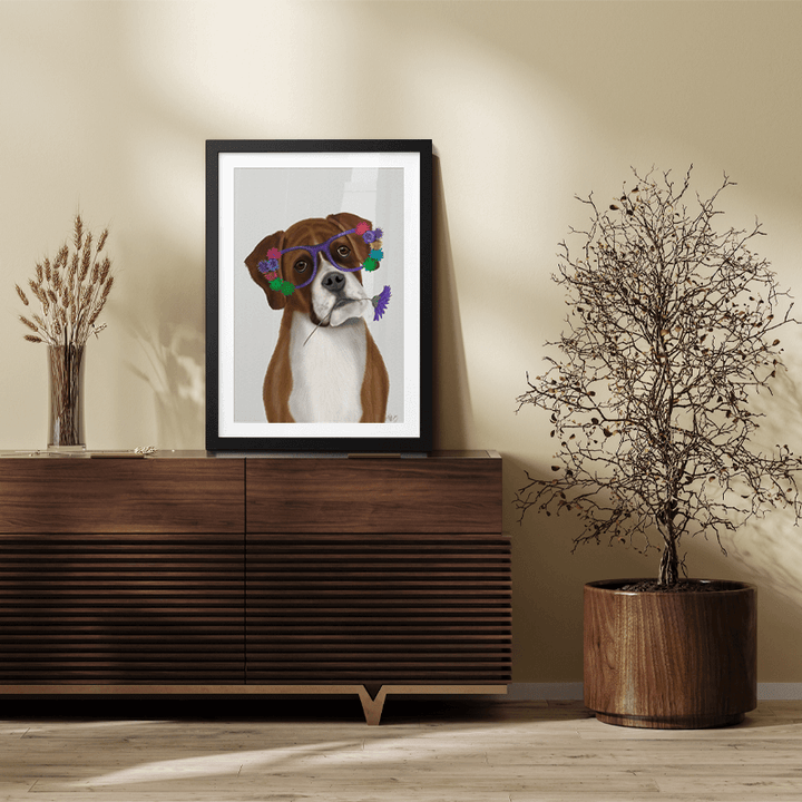 Boxer and Flower Glasses