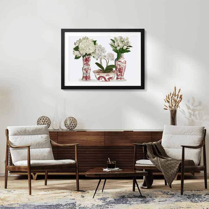 Chinoiserie Flower Trio 2, Red