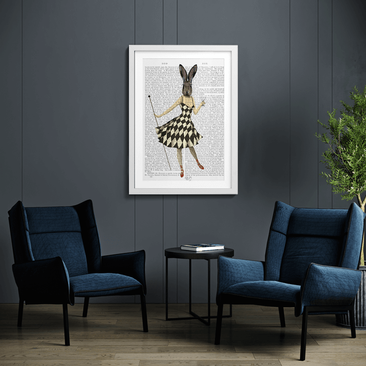 Rabbit and Cocktail Book Print