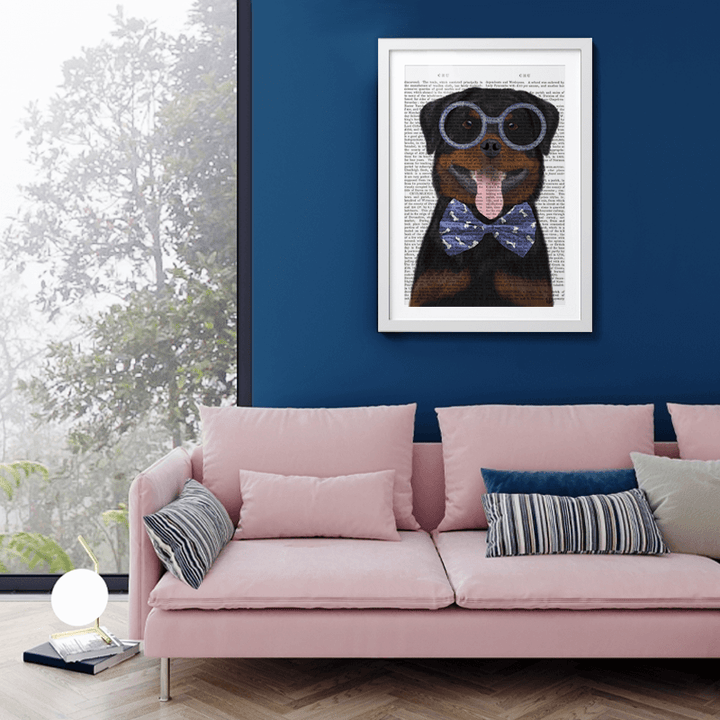 Rottweiler with Glasses and Bow Tie
