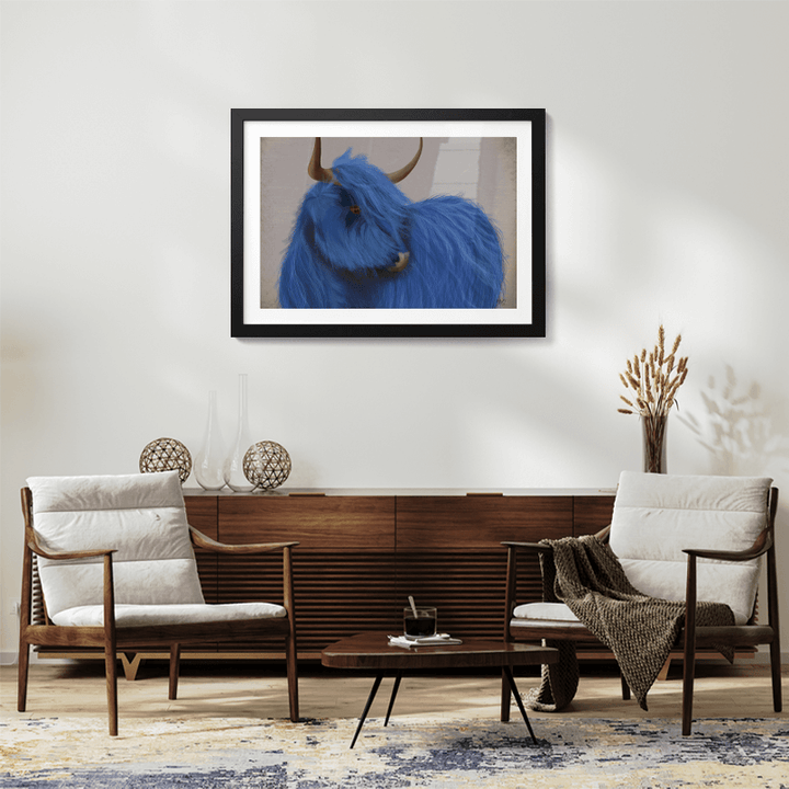 Highland Cow 2, Blue, Portrait