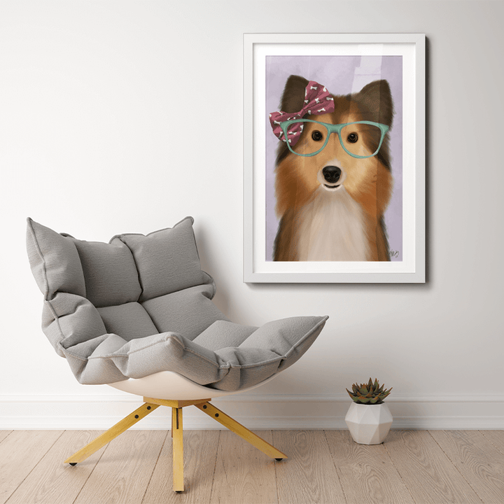Shetland Sheepdog with Pink Bow
