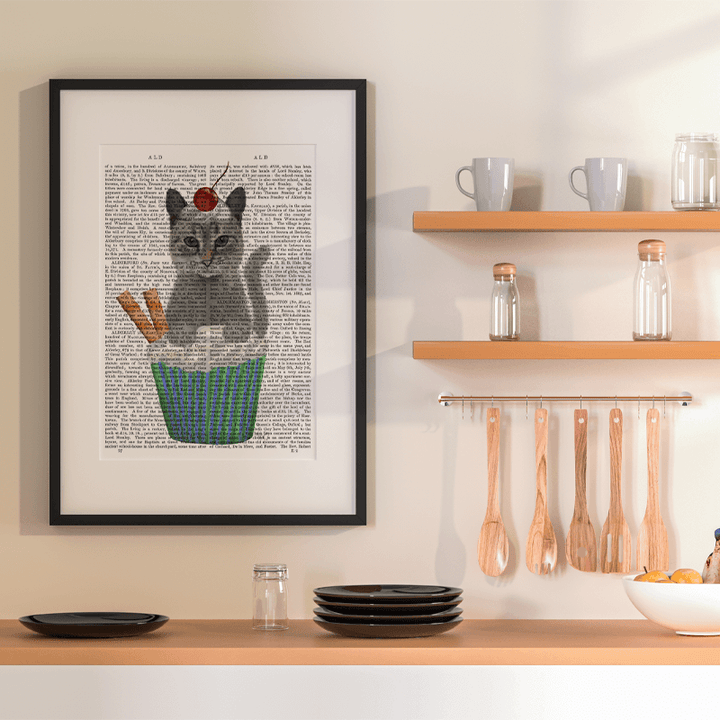 Grey Cat Cupcake Book Print