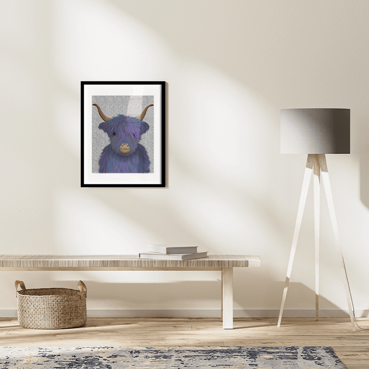 Highland Cow 7, Purple, Portrait