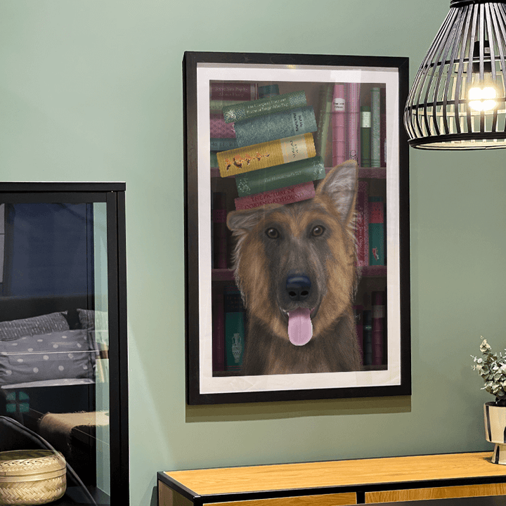 German Shepherd and Books