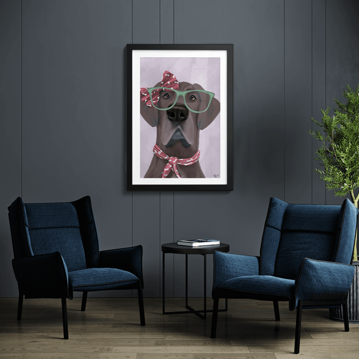 Great Dane with Glasses and Scarf