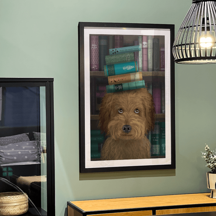 Labradoodle, Brown, and Books