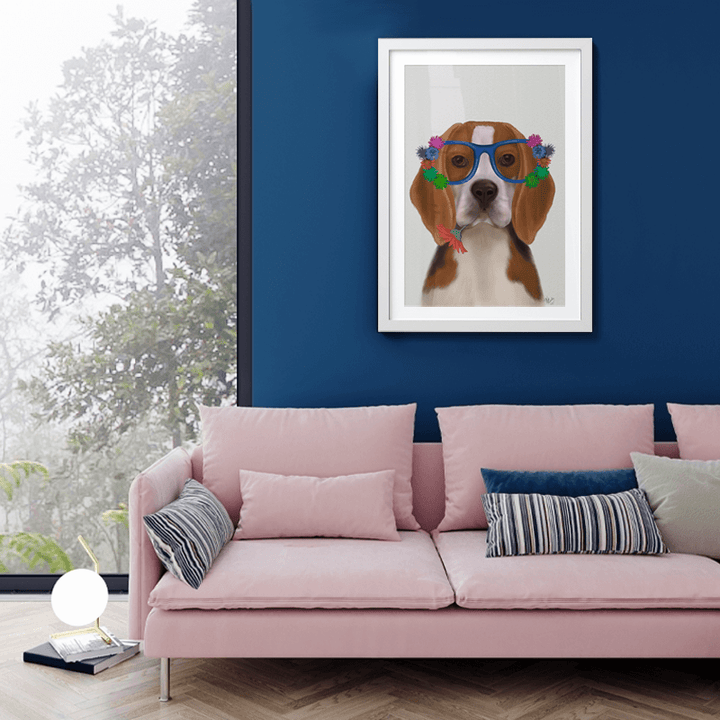 Beagle and Flower Glasses