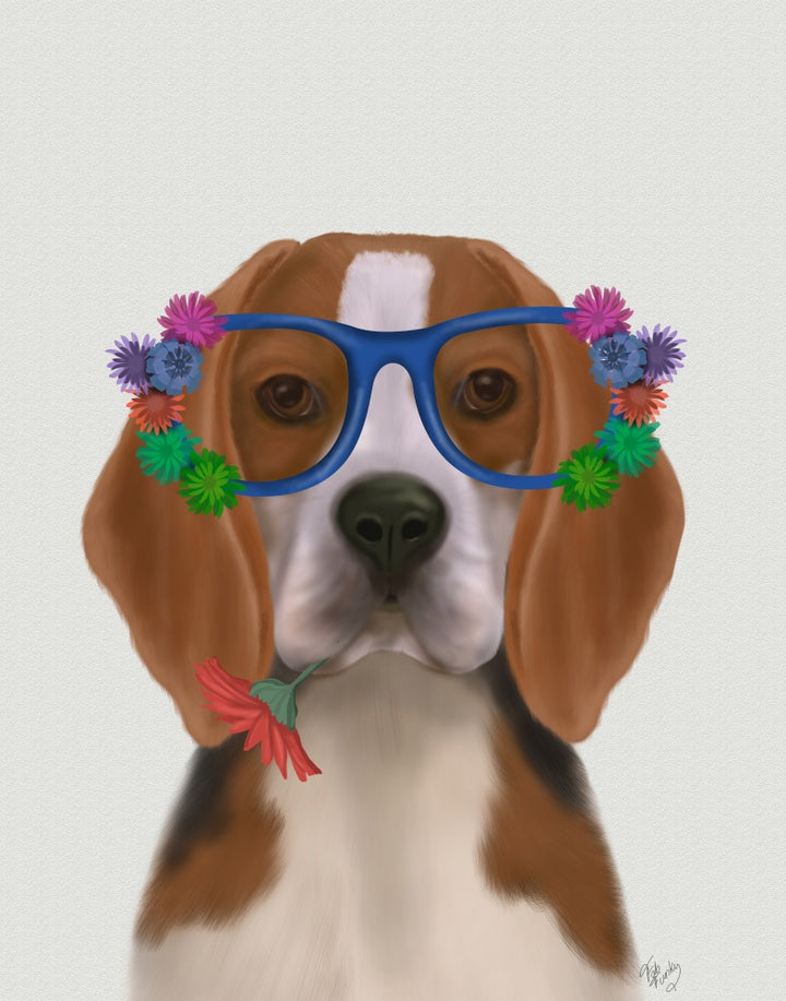 Beagle and Flower Glasses