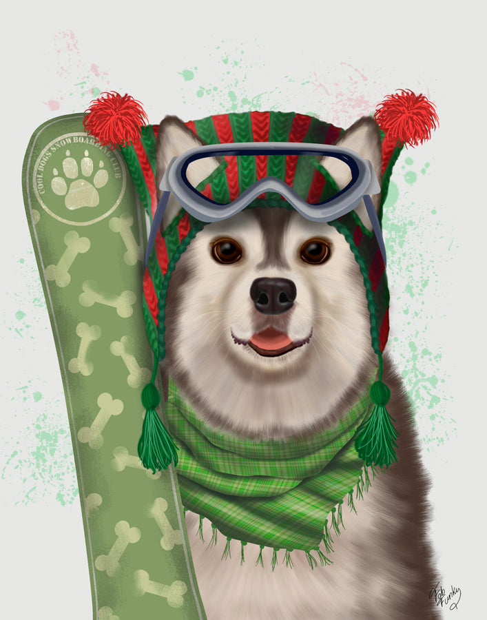 Christmas Husky Snowboard