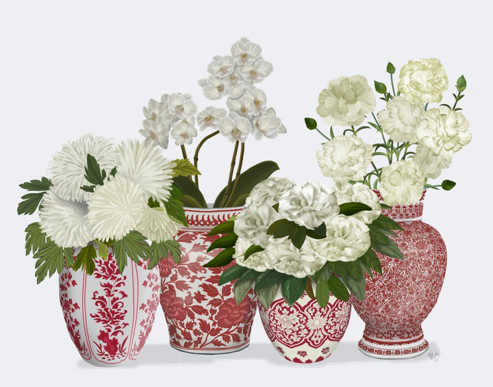 Chinoiserie Flower Quartet 1, Red