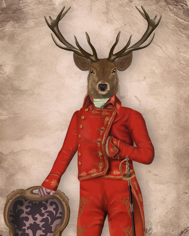 Deer in Red and Gold Jacket