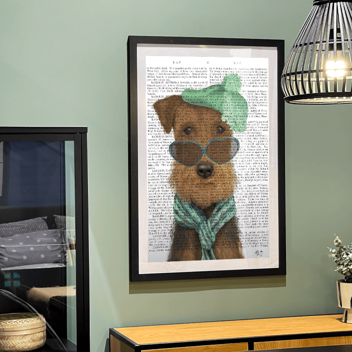 Airedale and Heart Glasses