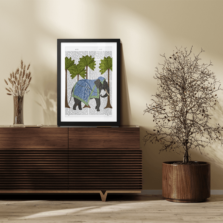 Elephant In Palms, Animalia Book Print