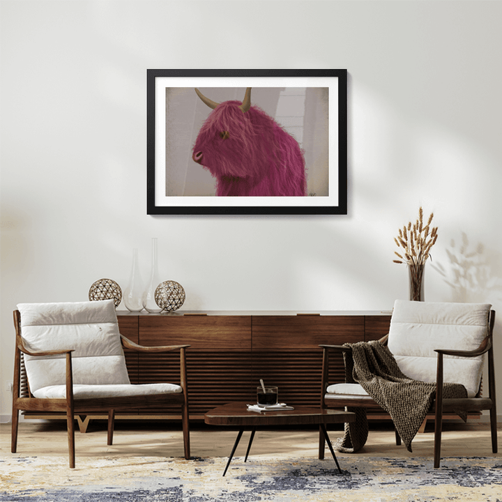 Highland Cow 4, Pink,