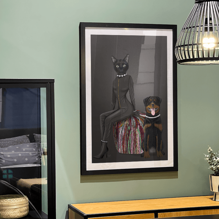 Black Cat and Rottweiler