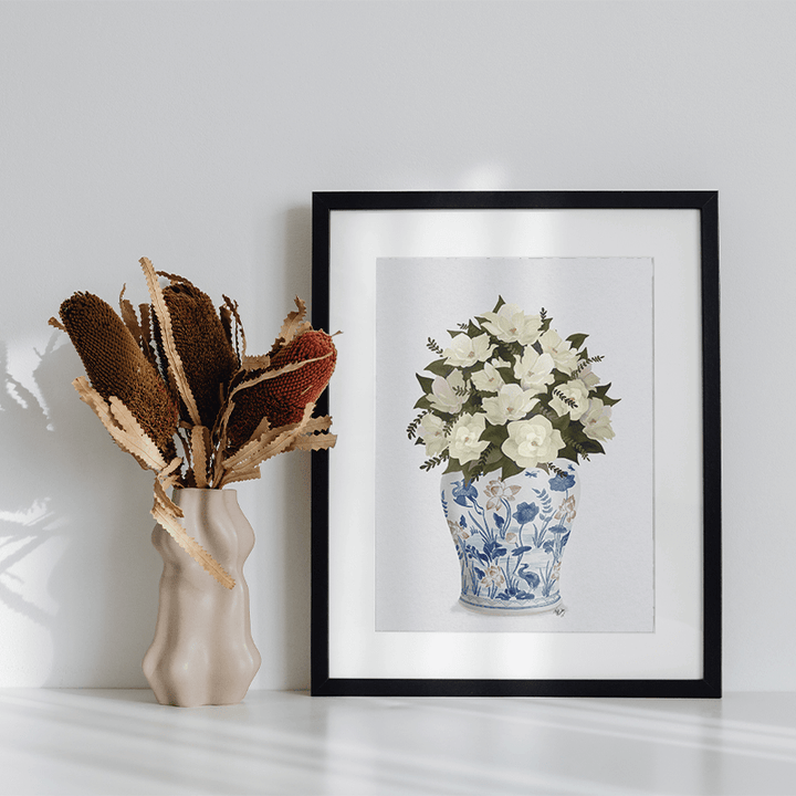 Chinoiserie Magnolias White, Crane Garden