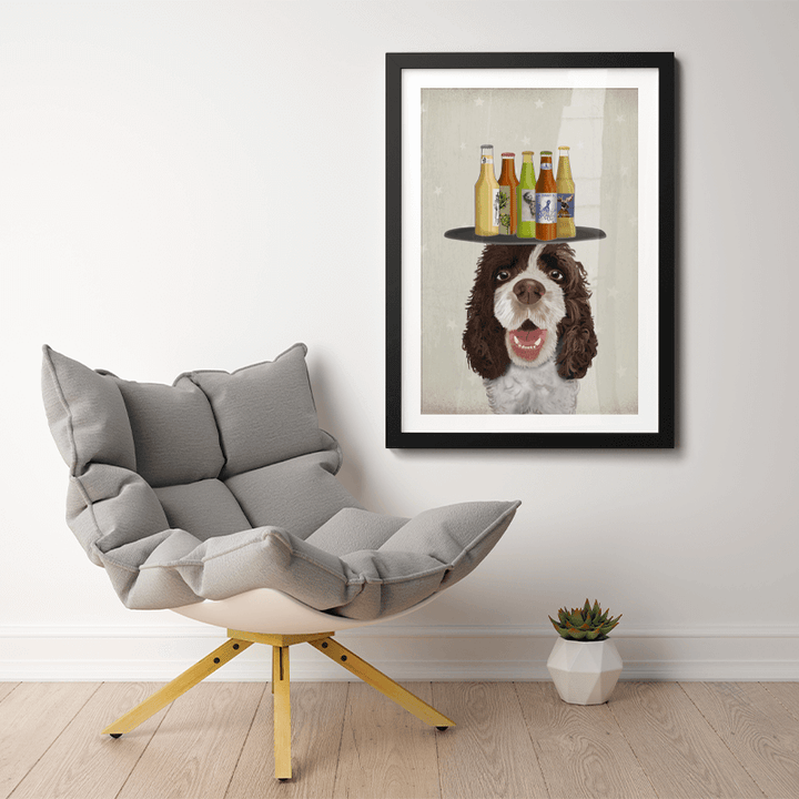 Springer Spaniel Brown White Beer Lover