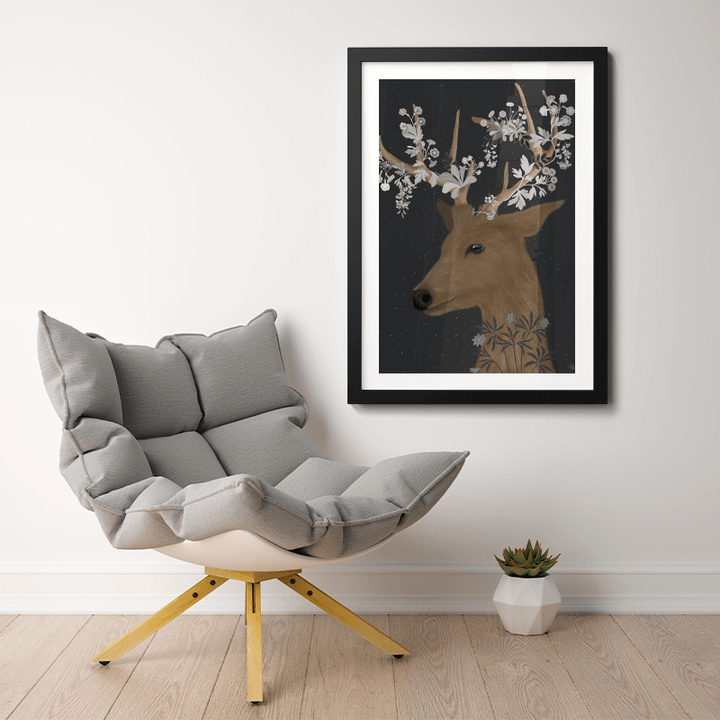 Deer, White Flowers