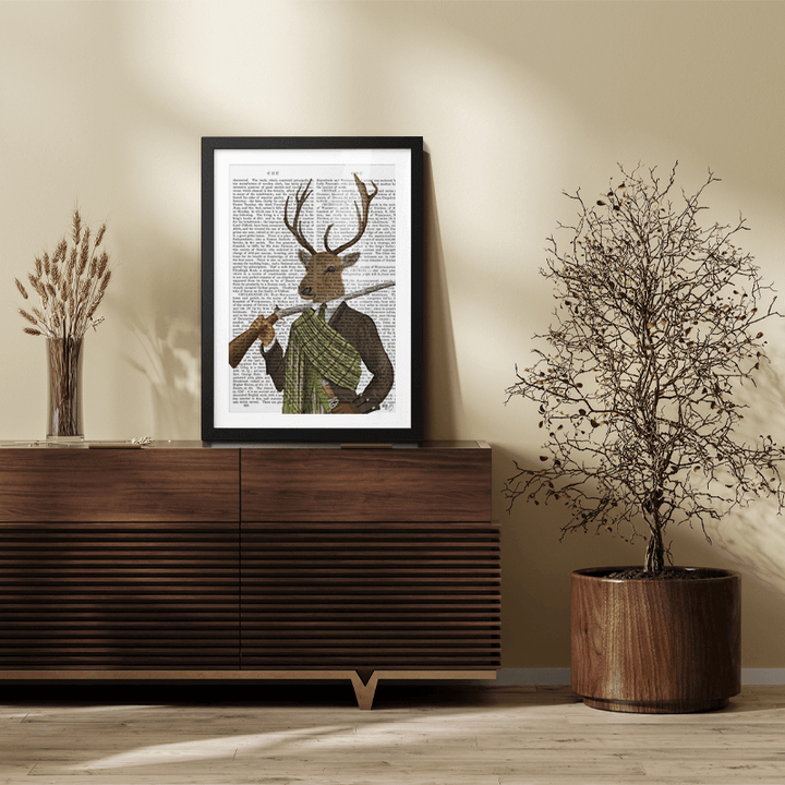 Scottish Deer Colonel Hamish Haggis, Portrait, Book Print